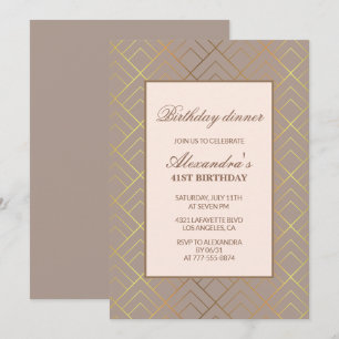 Elegant Gold 41st birthday Dinner invitations 
