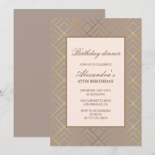 Elegant Gold 47th birthday Dinner invitations 