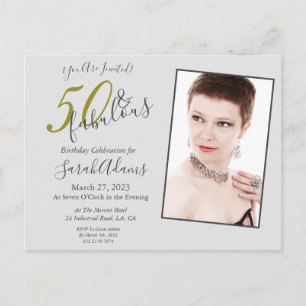 Elegant Gold 50 & Fabulous Birthday Party Invite Postcard
