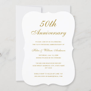 Élégant Gold 50e Mariage Invitation Anniversaire