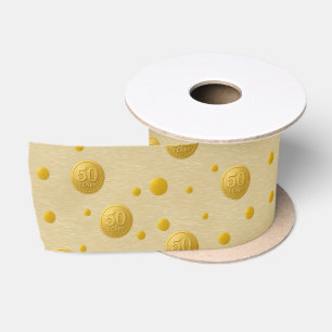 Elegant Gold 50th Anniversary Celebration dots Satin Ribbon