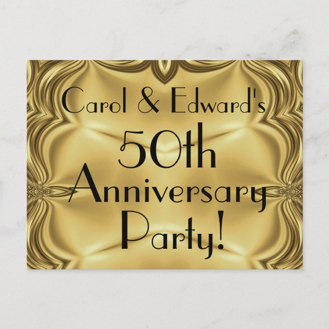 Elegant Gold 50th Anniversary Invitation Postcards (Front)