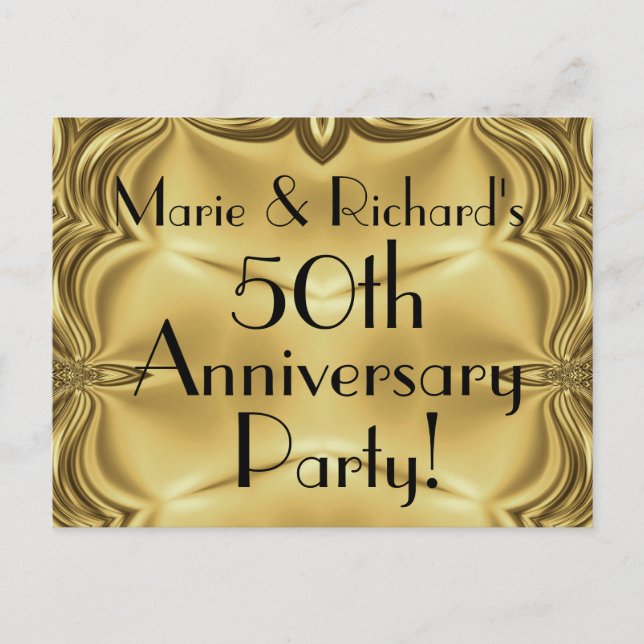 Elegant Gold 50th Anniversary Invitation Postcards (Front)