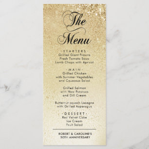 Elegant Gold 50th Anniversary Menu