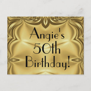 Elegant Gold 50th Birthday Invitation Postcards