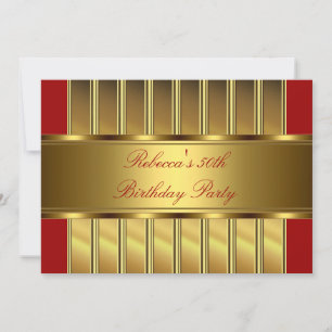 Elegant Gold 50th Birthday Party Event Red 2 Invitation