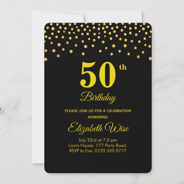 Elegant Gold 50th Birthday Party Invitation (Front)