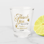 Elegant Gold 50th Birthday Thank You Party Favours Shot Glass<br><div class="desc">Say 'thank you' to your party guests with our personalized 50th birthday shot glasses. A fun and inexpensive party favour for adults that your friends will treasure! Create incredible memories of your big day every time your guests raise a glass to toast. Cheers to 50 and beyond!</div>