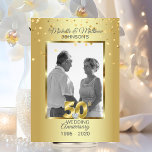 Elegant Gold 50th Golden Wedding Anniversary Invitation<br><div class="desc">Elegant,  yet modern 50th golden marriage wedding anniversary invitation cards.  Faux gold foil and confetti with large 50 years with faux diamond heart in middle.  Customize these wedding anniversaries cards with your information and photo / picture.  Easy to edit.  See matching collection; stickers,  napkins,  labels. etc</div>