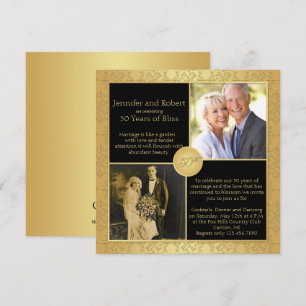 Elegant Gold 50th Wedding Anniversary Invitation