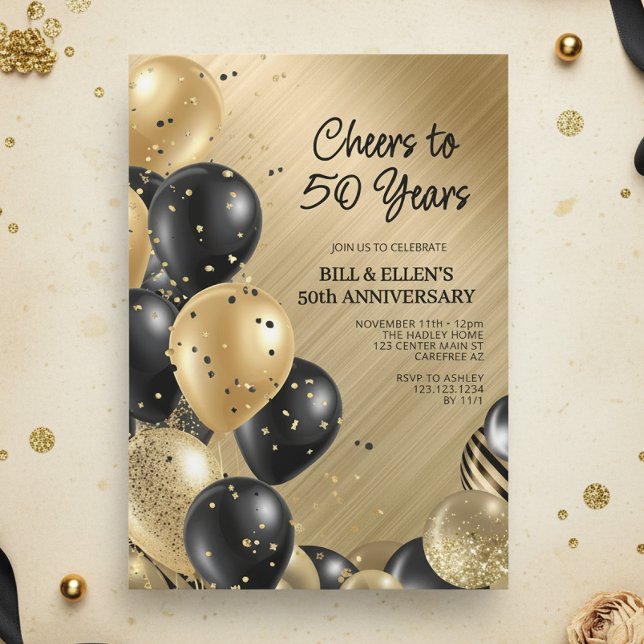 Elegant Gold 50th Wedding Anniversary Invitation (Creator Uploaded)