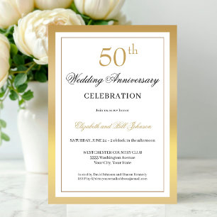Elegant Gold 50th Wedding Anniversary Invitation