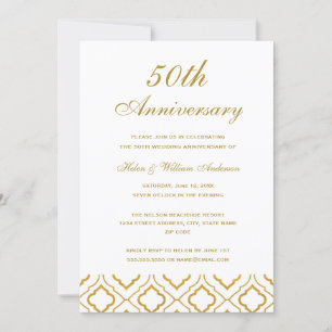 Elegant Gold 50th Wedding Anniversary Invitations
