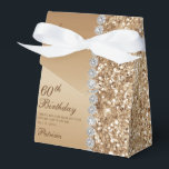 Elegant Gold 60th Birthday Favor Box<br><div class="desc">These elegant gold glitter and diamond sided 60th Birthday favour boxes are perfect for your or your loved one's sixtieth birthday party favours. They're chic, trendy and stylish while at the same time being classy. The modern yet traditional fonts are crisp and clean and make these thank you favour boxes...</div>