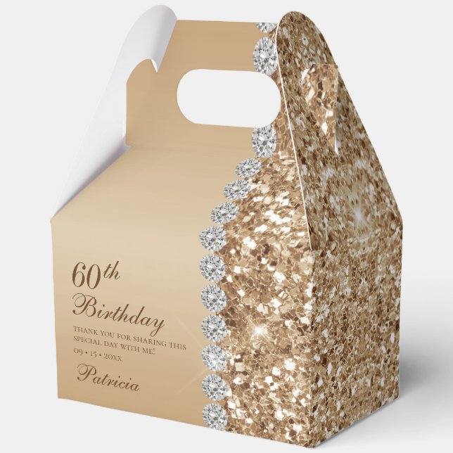 Elegant Gold 60th Birthday Favor Box (Front)