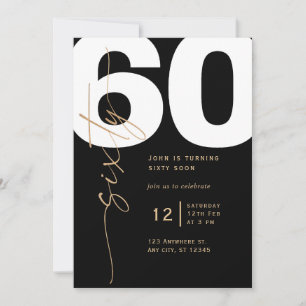 Elegant Gold 60th Birthday Invitation