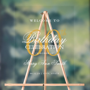 Elegant Gold 60th Birthday Party Welcome  Acrylic Sign
