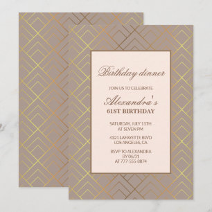 Elegant Gold 61st birthday invitations Dinner