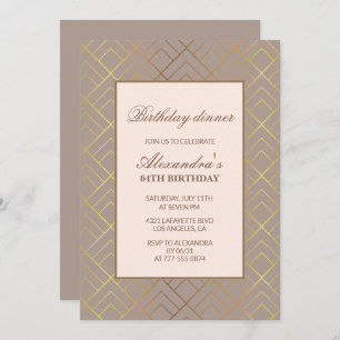 Elegant Gold 64th birthday Dinner invitations 