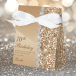 Elegant Gold 70th Birthday Favor Box<br><div class="desc">These elegant gold glitter and diamond sided 70th Birthday favour boxes are perfect for your or your loved one's seventieth birthday party favours. They're chic, trendy and stylish while at the same time being classy. The modern yet traditional fonts are crisp and clean and make these thank you favour boxes...</div>