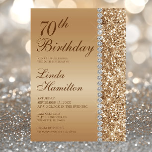 Elegant Gold 70th Birthday Invitation