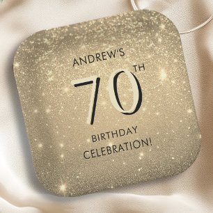 Elegant Gold 70th Birthday Paper Plate