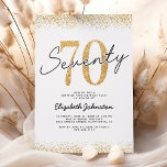 Elegant Gold 70th Birthday Party Invitation<br><div class="desc">Elegant 70th birthday party invitations featuring a classic white background,  gold glitter edges,  and a modern birthday celebration template that is easy to personalize.</div>