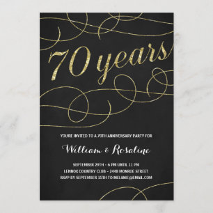 Elegant Gold 70th Wedding Anniversary Party Invitation