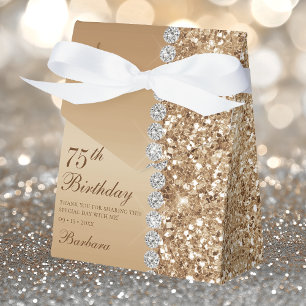 Elegant Gold 75th Birthday Favor Box