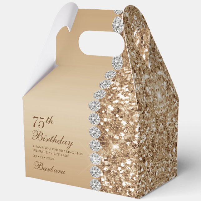 Elegant Gold 75th Birthday Favor Box (Front)