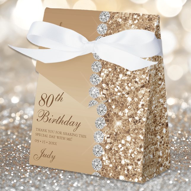 Elegant Gold 80th Birthday Favor Box (Creator Uploaded)