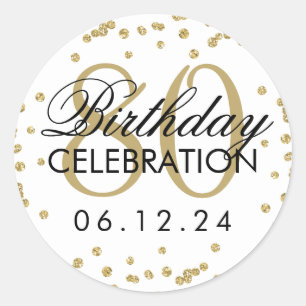 Elegant Gold 80th Birthday Glitter Confetti Classic Round Sticker