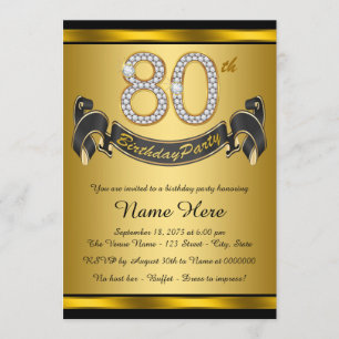 Elegant Gold 80th Birthday Party Invitation