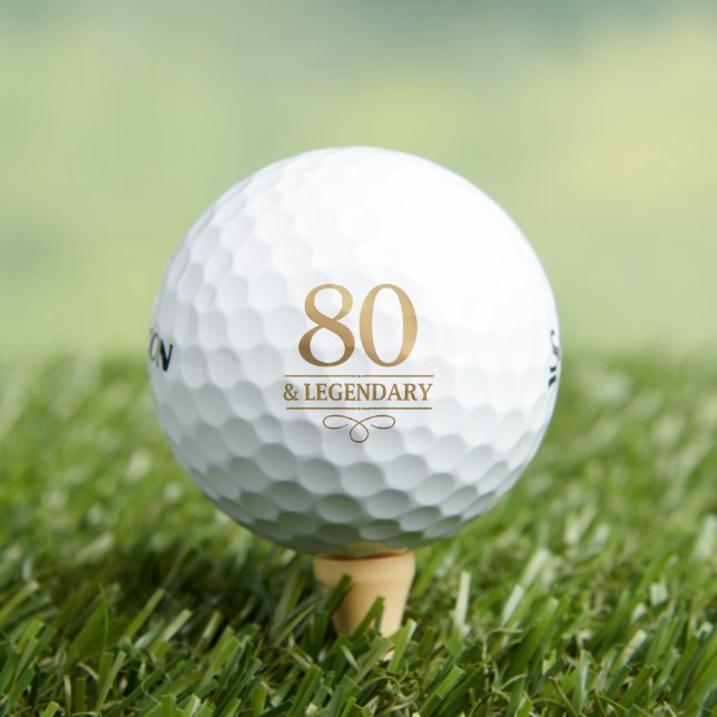Elegant Gold 80th & Legendary Birthday Golf Balls (Insitu Tee)