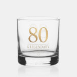 Elegant Gold 80th & Legendary Birthday Whiskey Glass<br><div class="desc">Elegant Gold 80th & Legendary Birthday Whiskey Glass. Celebrate a truly legendary milestone with these elegant 80th birthday party glass. This design is perfect for honouring a loved one on their special day. The timeless layout and faux metallic finish give it a premium look while keeping it warm and personal....</div>