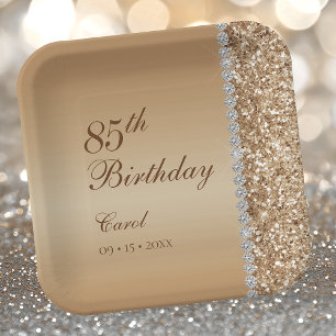 Elegant Gold 85th Birthday Paper Plate