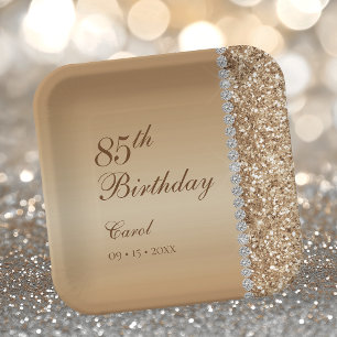 Elegant Gold 85th Birthday Paper Plate