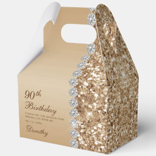 Elegant Gold 90th Birthday Favor Box