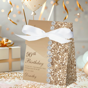 Elegant Gold 90th Birthday Favor Box