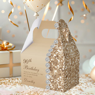 Elegant Gold 90th Birthday Favor Box
