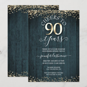 Elegant Gold 90th Birthday Formal Invitation