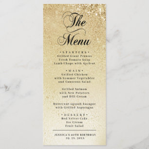 Elegant Gold 90th Birthday Menu