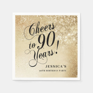 Elegant Gold 90th Birthday Napkin