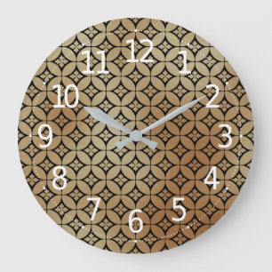 Elegant Gold Abstract Floral Circles Pattern   Large Clock