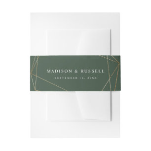 Elegant Gold Abstract Shape Green Invitation Belly Band