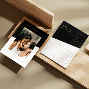 Elegant Gold Accent Geometric Wedding Invitation