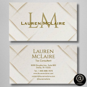 Elegant Gold Accent Monogram Business Card