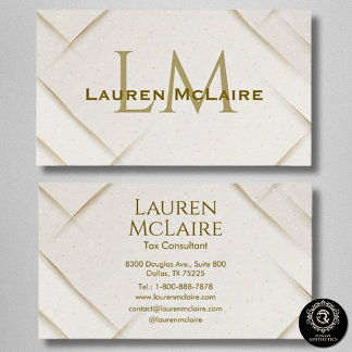 Elegant Gold Accent Monogram Business Card