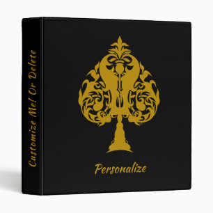 Elegant Gold Ace of Spades Playing Card Binder