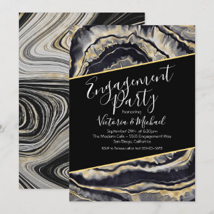 Elegant Gold Agate Engagement Party Invitations